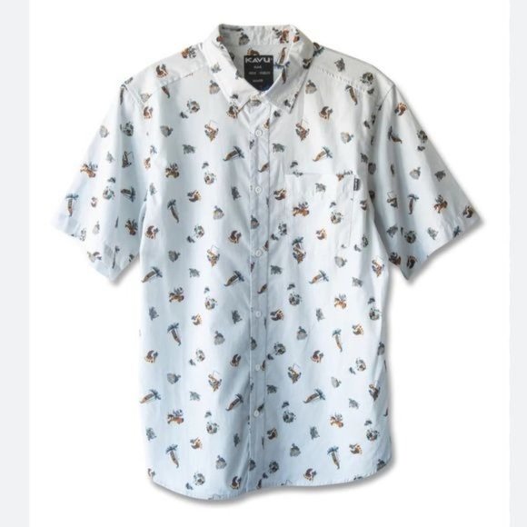 Kavu Other - Kavu The Jam Short Sleeve Buttons Down Summer Sasquatch Print Shirt Men's XS New